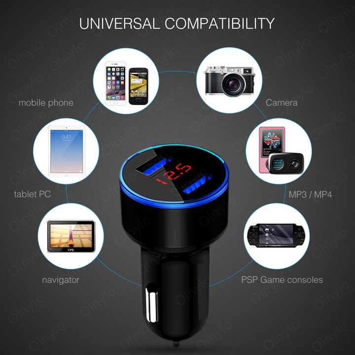 4.8A LED Display USB Phone Charger Car-Charger for Xiaomi Samsung For iPhone 12 11 Pro 7 8 Plus Mobile Phone Adapter Car Charger freeshipping - Etreasurs