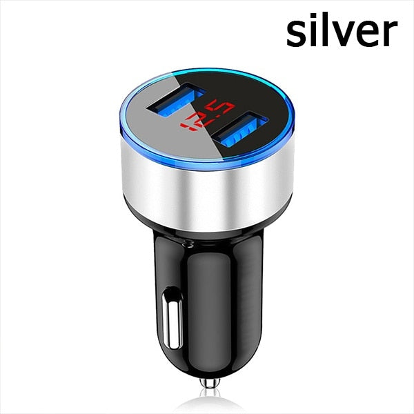 Car Charger Dual USB QC 3.0 Adapter Cigarette Lighter LED Voltmeter For All Types Mobile Phone Charger Smart Dual USB Charging freeshipping - Etreasurs