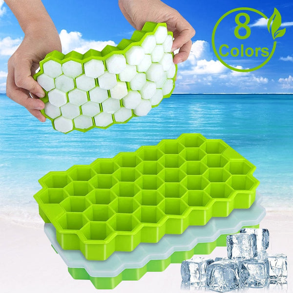 SILIKOLOVE Honeycomb Ice Cube Trays with Removable Lids Silica Gel Ice Cube Mold BPA Free freeshipping - Etreasurs