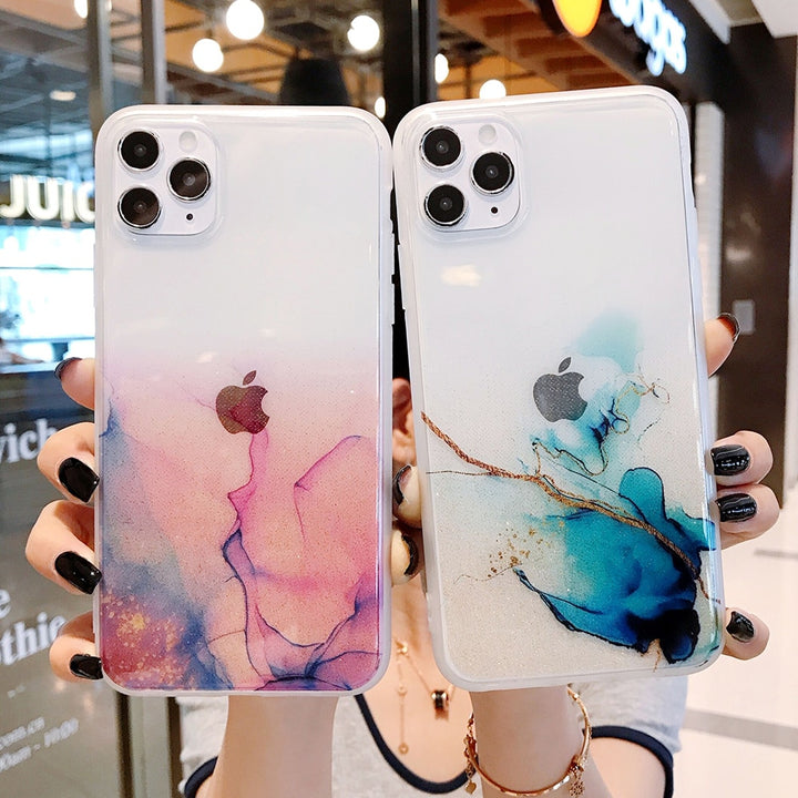 Vintage Colorful Marble Phone Case For iPhone 12 11 Pro Max freeshipping - Etreasurs