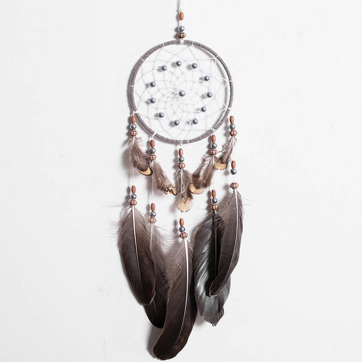 Original silver gray dream catcher 2 ring Indian feather hanging art gifts to bestie friends creative valentine's day gifts freeshipping - Etreasurs