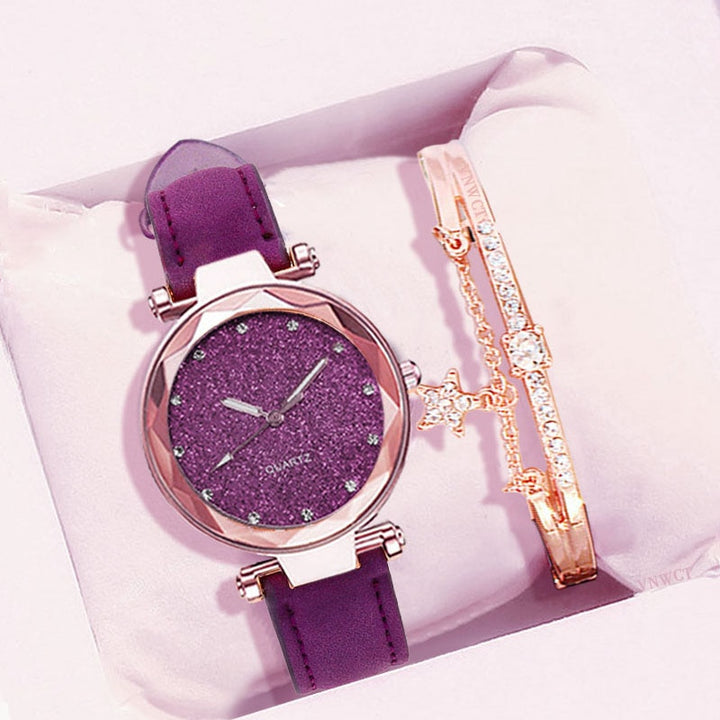 Casual Women Romantic Starry Sky Wrist Watch bracelet Leather Rhinestone Designer Ladies Clock Simple Dress Gfit  Montre Femme freeshipping - Etreasurs