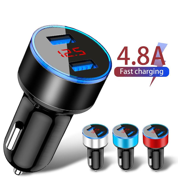 4.8A LED Display USB Phone Charger Car-Charger for Xiaomi Samsung For iPhone 12 11 Pro 7 8 Plus Mobile Phone Adapter Car Charger freeshipping - Etreasurs