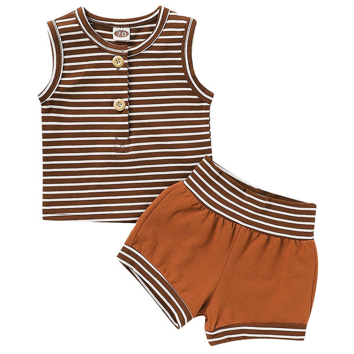 Summer Baby Shorts Set For Girls Boys Newborn Clothes 2Pcs Bottom Vest+Striped Shorts Sleeveless Toddler Boy Clothing Suit D30 freeshipping - Etreasurs