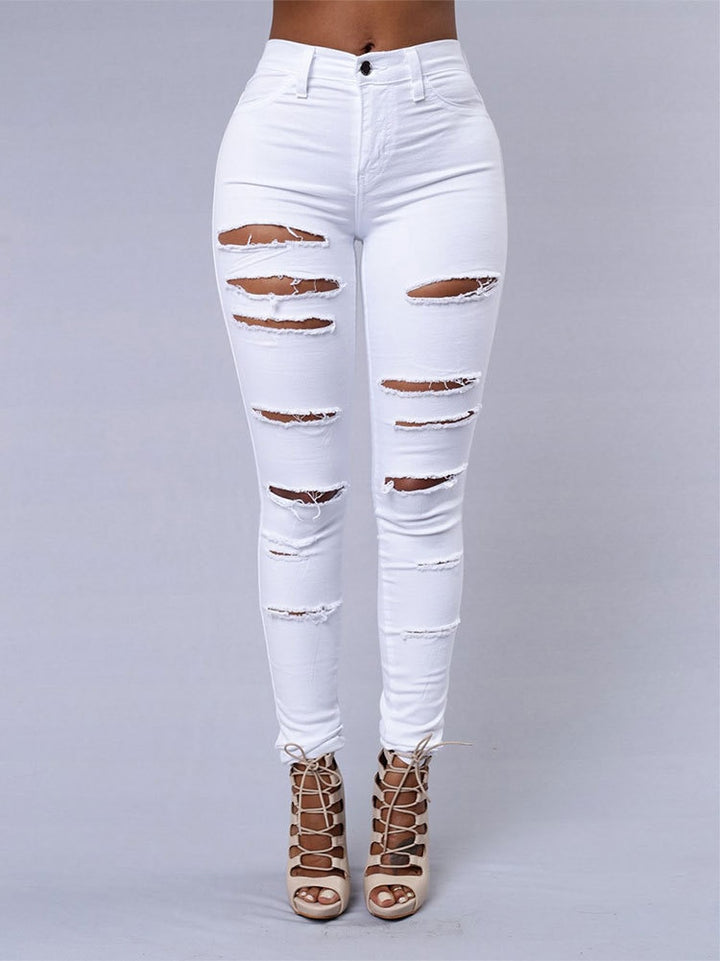 Hot sale ripped jeans for women sexy skinny denim jeans fashion street casual pencil pants female spring and summer clothing freeshipping - Etreasurs