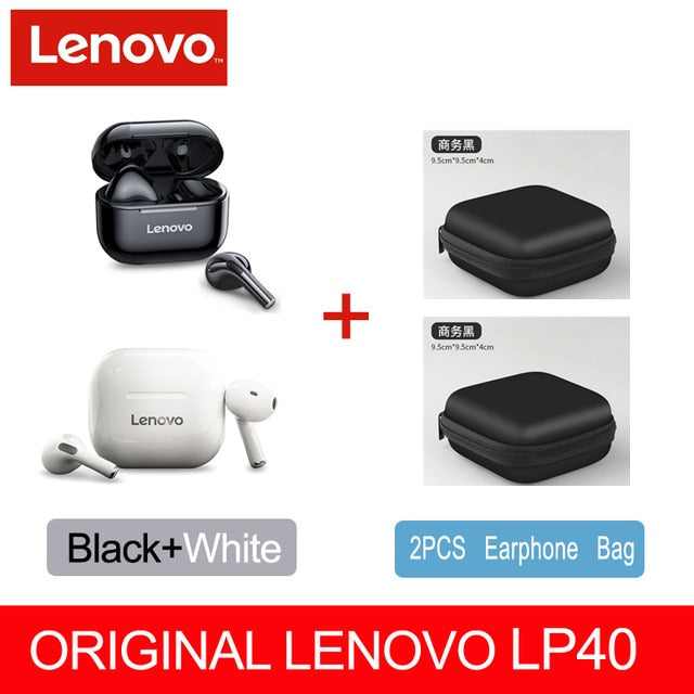 NEW Original Lenovo TWS Wireless Earphone Bluetooth 5.0 Dual Stereo MINI Reduction Bass Touch Control Long Standby 300mAH LP40 freeshipping - Etreasurs