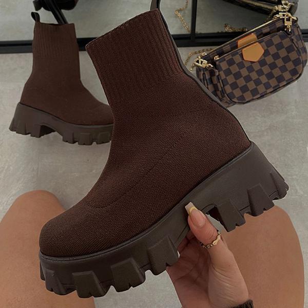 2021 Autumn Winter New Couple Socks Shoes Women Thick-soled Casual Net Red Knitted Short Boots Women Botas De Mujer Large Size freeshipping - Etreasurs