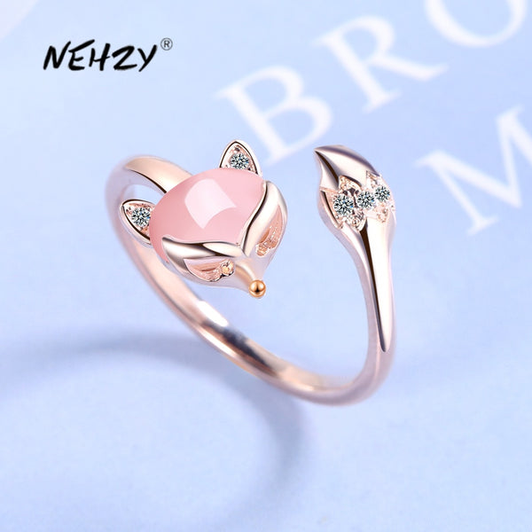 NEHZY 925 sterling silver new woman fashion jewelry high quality crystal zircon agate fox ring size adjustable ring freeshipping - Etreasurs