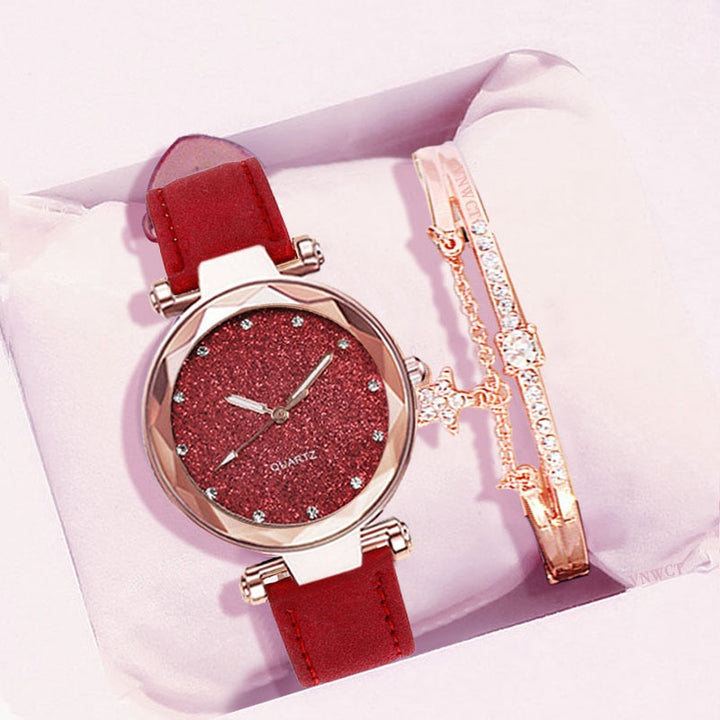 Casual Women Romantic Starry Sky Wrist Watch bracelet Leather Rhinestone Designer Ladies Clock Simple Dress Gfit  Montre Femme freeshipping - Etreasurs