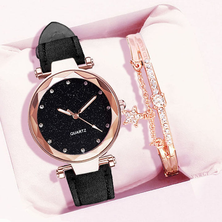 Casual Women Romantic Starry Sky Wrist Watch bracelet Leather Rhinestone Designer Ladies Clock Simple Dress Gfit  Montre Femme freeshipping - Etreasurs