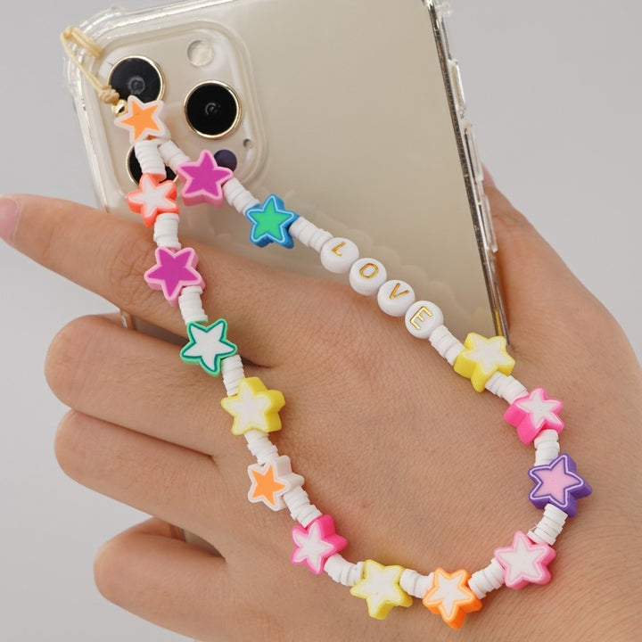 Shinus Heishi Disc Beads Crystal Chain For Phone Mobile Phone Lanyard Smile Cell Phone Chains 2021 LOVE Letter String Wristband freeshipping - Etreasurs