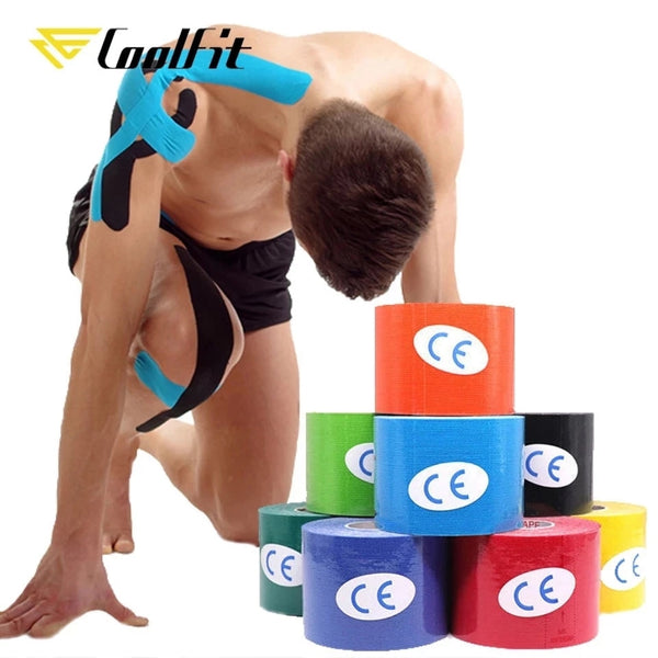 CoolFit 5 Size Kinesiology Tape Athletic Recovery Self Adherent Wrap Taping Medical Muscle Pain Relief Knee Pads Protector freeshipping - Etreasurs