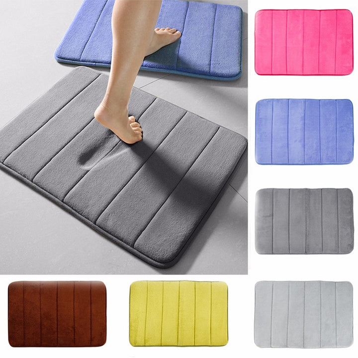 Home Bath Mat Coral Fleece Bathroom Carpet Water Absorption Non-slip Memory Foam Absorbent Washable Rug Toilet Floor Mat freeshipping - Etreasurs