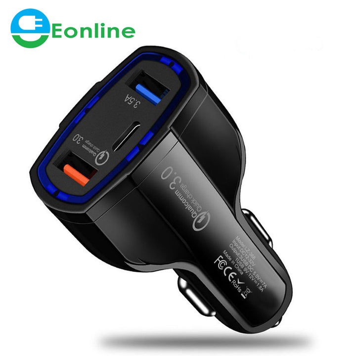 EONLINE 3 Ports Usb Car Charger 7A Fast Charging for Qualcomm QC3.0 Technology for Samsung for Xiaomi for iPhone 7 8 freeshipping - Etreasurs