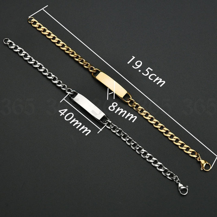 Fashion Customized Words Bar Chain Bracelet For Men Stainless Steel Adjustable Engraving Name Bangle Party Jewelry freeshipping - Etreasurs