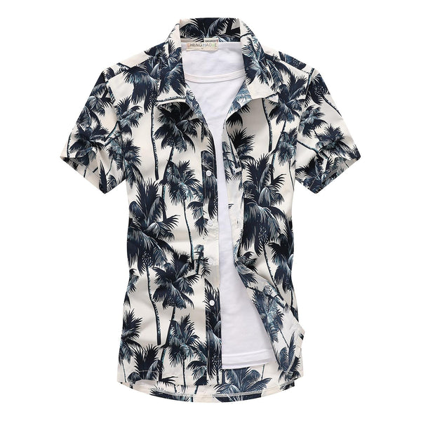 2021 Fashion Mens Short Sleeve Hawaiian Shirt Fast drying Plus Size Asian Size M-5XL Summer Casual Floral Beach Shirts For Men