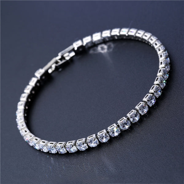 4mm Cubic Zirconia Tennis Bracelet Iced Out Chain Bracelets For Women Men Gold Silver Color Men Bracelet CZ Chain Homme Jewelry freeshipping - Etreasurs