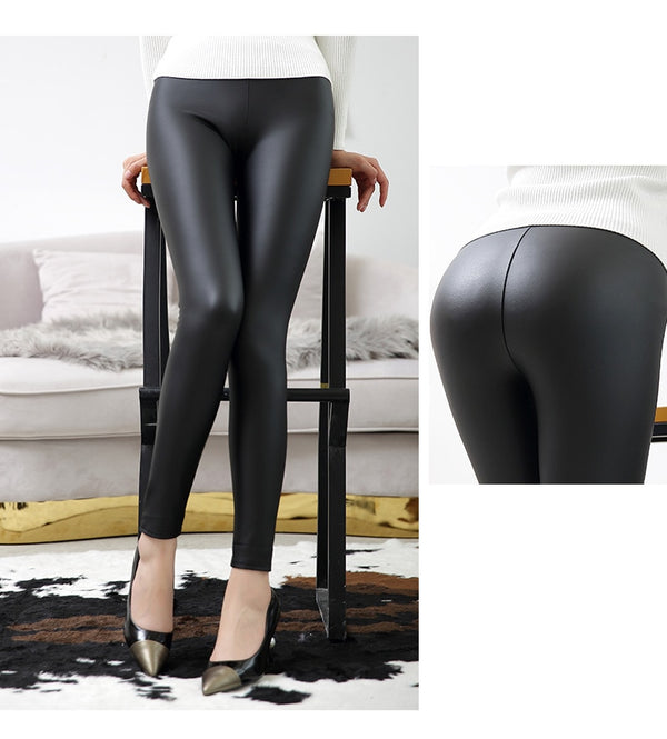 Everbellus High Waist Leather Leggings for Women Black Light&Matt Thin&Thick Femme Fitness PU Leggings Sexy Push Up Slim Pants freeshipping - Etreasurs