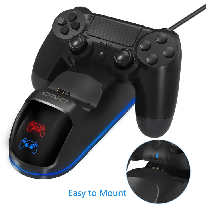 OIVO Fast PS4 Controller Charging Dock Station Dual Charger Stand with Status Display Screen for Play Station 4/PS4 Slim/PS4 Pro freeshipping - Etreasurs