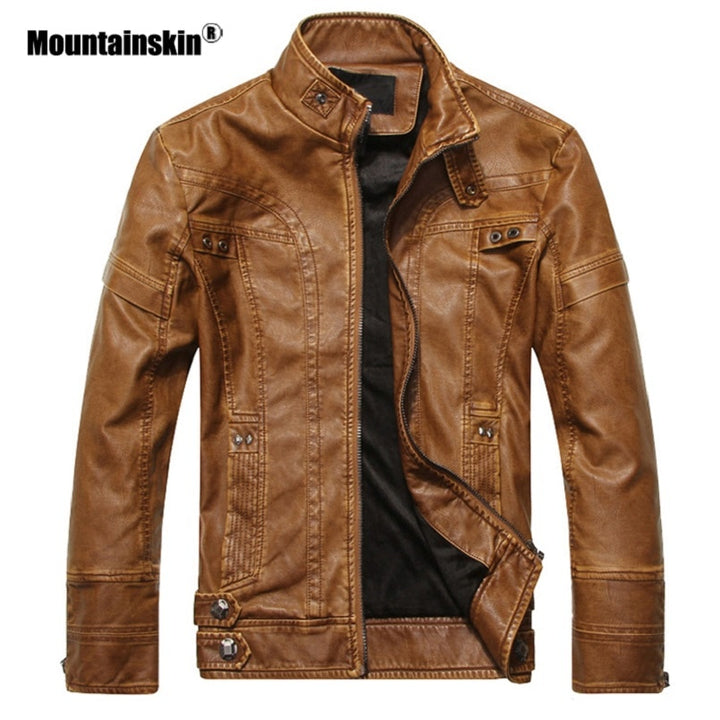 Mountainskin Men's Leather Jackets Motorcycle PU Jacket Male Autumn Casual Leather Coats Slim Fit Mens Brand Clothing SA588 freeshipping - Etreasurs