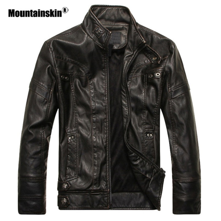 Mountainskin Men's Leather Jackets Motorcycle PU Jacket Male Autumn Casual Leather Coats Slim Fit Mens Brand Clothing SA588 freeshipping - Etreasurs