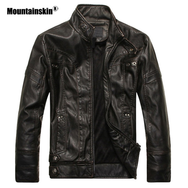 Mountainskin Men's Leather Jackets Motorcycle PU Jacket Male Autumn Casual Leather Coats Slim Fit Mens Brand Clothing SA588 freeshipping - Etreasurs