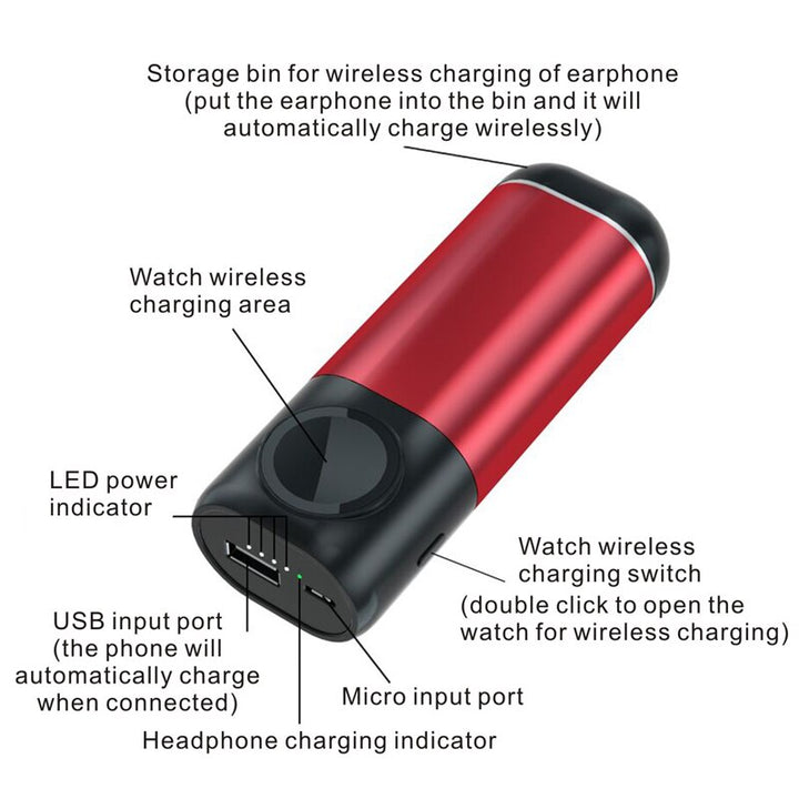 3 In1 Wireless Charger Power Bank 5200mAh Portable Mobile Phone Charger  Power Bank for iPhone AirPods Apple Watch Series 4/3/2/ freeshipping - Etreasurs