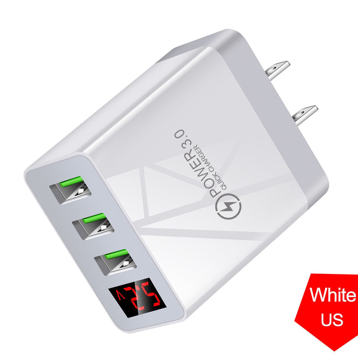 Quick charge 3.0 USB Charger for iPhone 12 pro 11 Xiaomi Samsung Huawei 5V 3A Digital Display Fast Charging Wall Phone Charger freeshipping - Etreasurs
