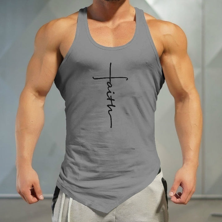 Gym Tank Top Men Letter Printing Faith Shirt Fitness Clothing Mens Summer Sports Casual Slim Graphic Tees Shirts Vest Tops freeshipping - Etreasurs