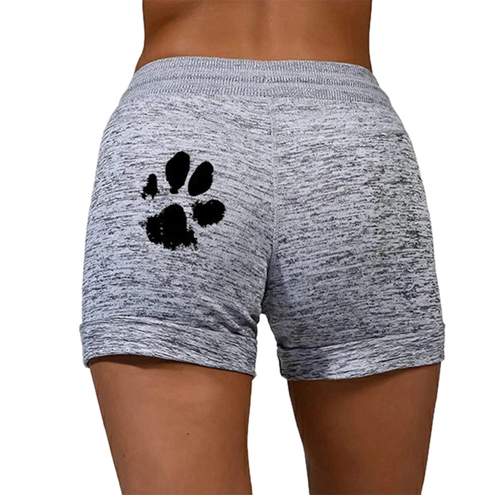 Summer Fast Drying Drawstring cat paw print shorts Lace Up High Waist Elastic Cotton Short Women Beach Casual Sport Shorts freeshipping - Etreasurs