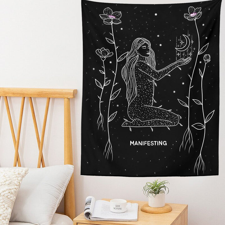 Indian Moon Phase Girl Mandala Tapestry Wall Hanging Boho Decor Macrame Hippie Witchcraft Tapiz Wall Decoration Decoration Mural freeshipping - Etreasurs