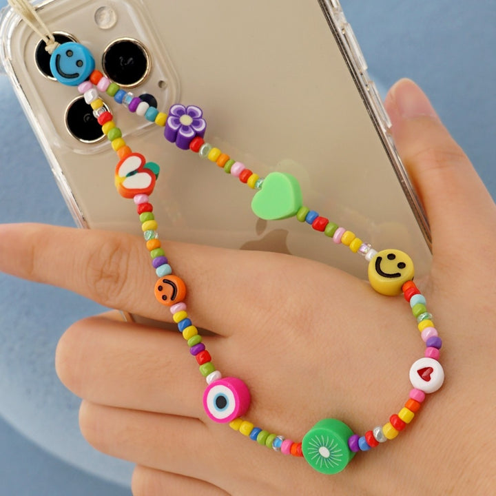 Shinus Heishi Disc Beads Crystal Chain For Phone Mobile Phone Lanyard Smile Cell Phone Chains 2021 LOVE Letter String Wristband freeshipping - Etreasurs