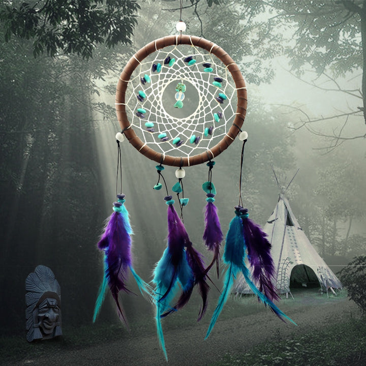 Original silver gray dream catcher 2 ring Indian feather hanging art gifts to bestie friends creative valentine's day gifts freeshipping - Etreasurs