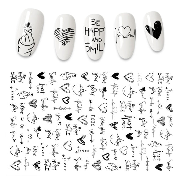 The New 3D Nail Sticker Cool English Letter stickers for nail  Foil Love Heart Design Nails Accessories Fashion Manicure Sticker freeshipping - Etreasurs