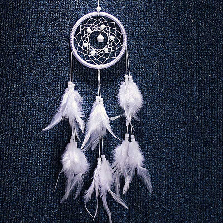 Original silver gray dream catcher 2 ring Indian feather hanging art gifts to bestie friends creative valentine's day gifts freeshipping - Etreasurs