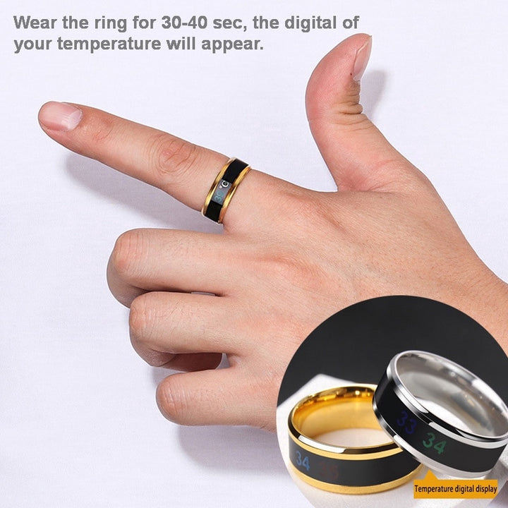 Smart Sensor Body Temperature Ring Stainless Steel Fashion Display Real-time Temperature Test Finger Rings freeshipping - Etreasurs