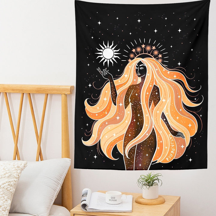 Indian Moon Phase Girl Mandala Tapestry Wall Hanging Boho Decor Macrame Hippie Witchcraft Tapiz Wall Decoration Decoration Mural freeshipping - Etreasurs