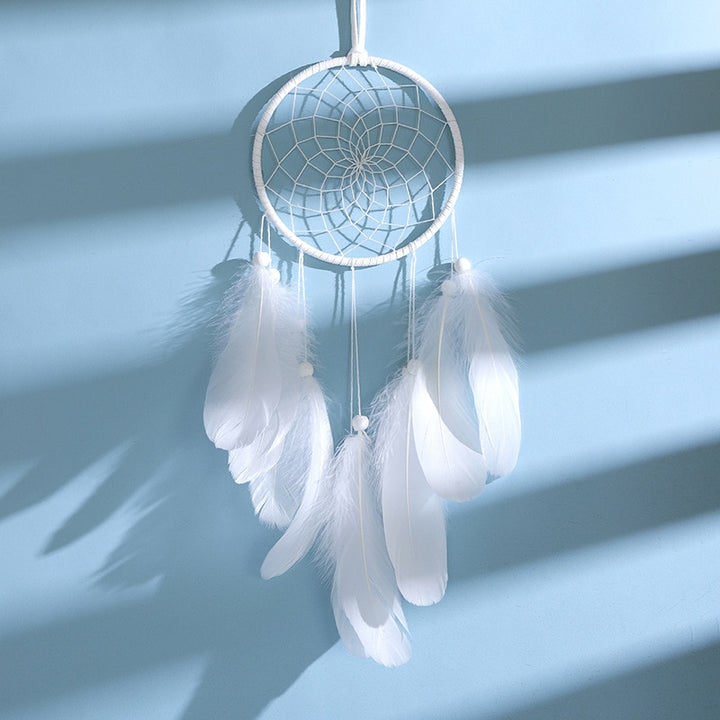 Original silver gray dream catcher 2 ring Indian feather hanging art gifts to bestie friends creative valentine's day gifts freeshipping - Etreasurs