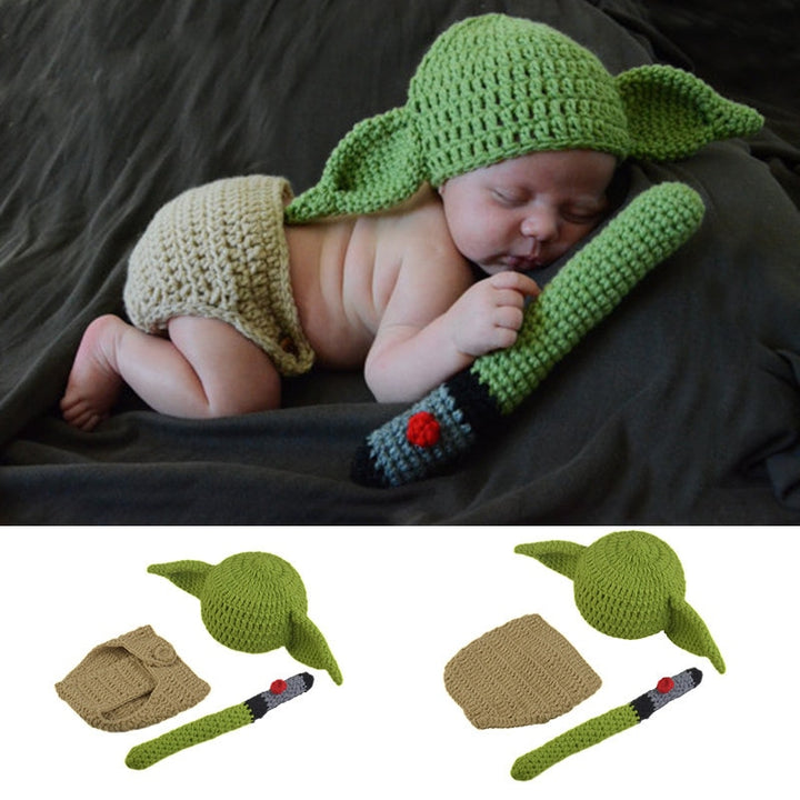 Hot Star Wars Yoda Outfits Crochet Baby Yoda Costume Newborn Baby Yoda Photography Props Knitted Cartoon Clothing freeshipping - Etreasurs