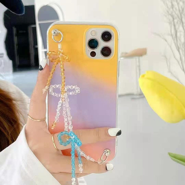 Drop Shipping Gradient TPU transparent Phone Case for iPhone 12 phone case with Crystal butterfly bracelet freeshipping - Etreasurs