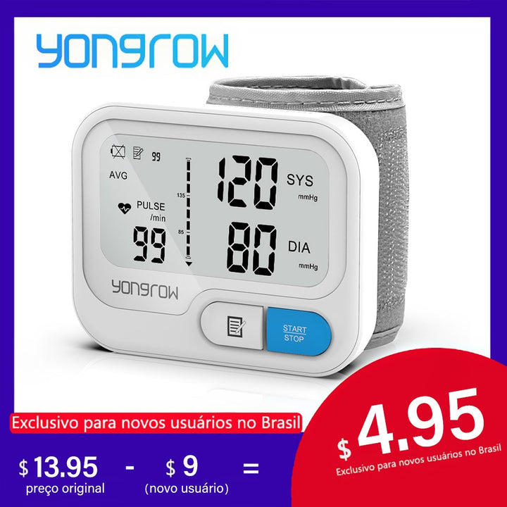 Yongrow Automatic Digital Wrist Blood Pressure Monitor sphygmomanometer Tonometer Tensiometer Heart Rate Pulse Meter BP Monitor freeshipping - Etreasurs