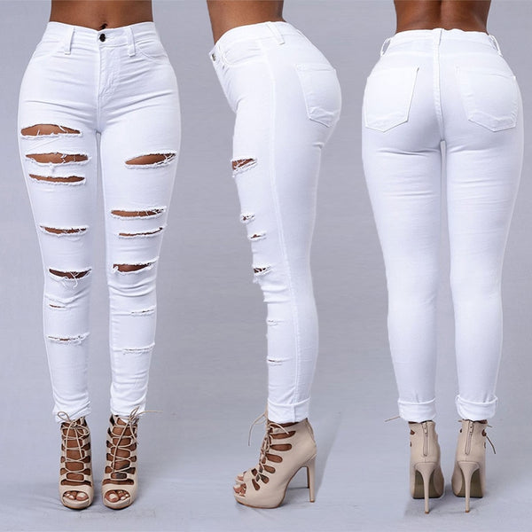 Hot sale ripped jeans for women sexy skinny denim jeans fashion street casual pencil pants female spring and summer clothing freeshipping - Etreasurs