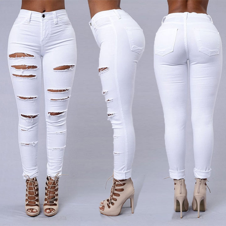 Hot sale ripped jeans for women sexy skinny denim jeans fashion street casual pencil pants female spring and summer clothing freeshipping - Etreasurs