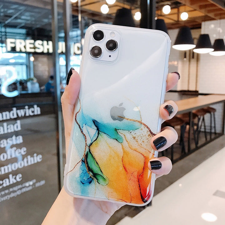 Vintage Colorful Marble Phone Case For iPhone 12 11 Pro Max freeshipping - Etreasurs
