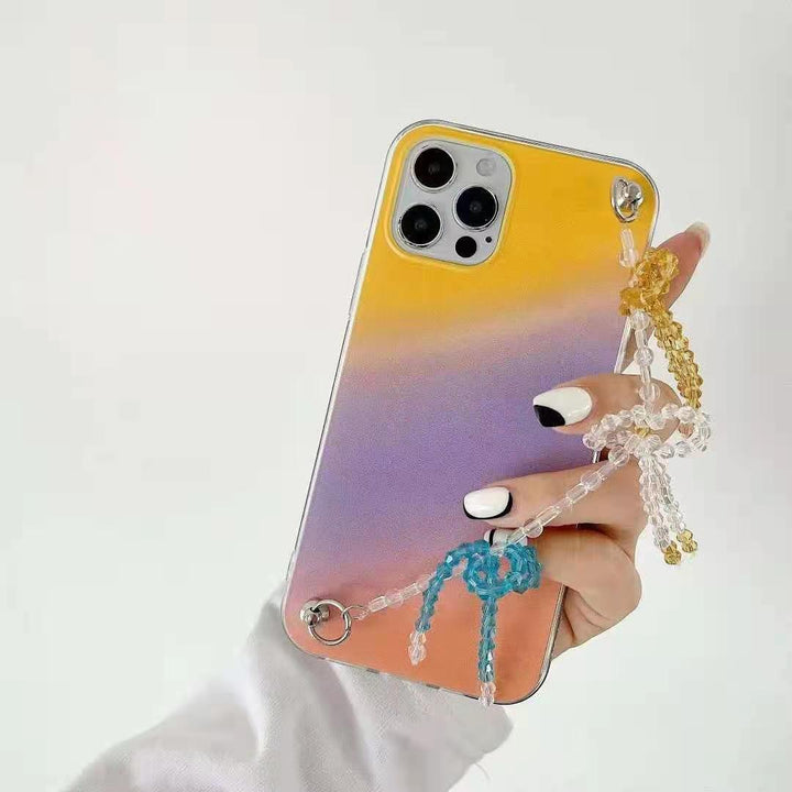 Drop Shipping Gradient TPU transparent Phone Case for iPhone 12 phone case with Crystal butterfly bracelet freeshipping - Etreasurs