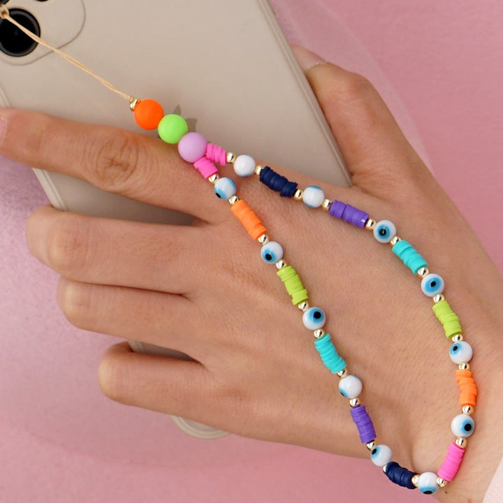 Shinus Heishi Disc Beads Crystal Chain For Phone Mobile Phone Lanyard Smile Cell Phone Chains 2021 LOVE Letter String Wristband freeshipping - Etreasurs