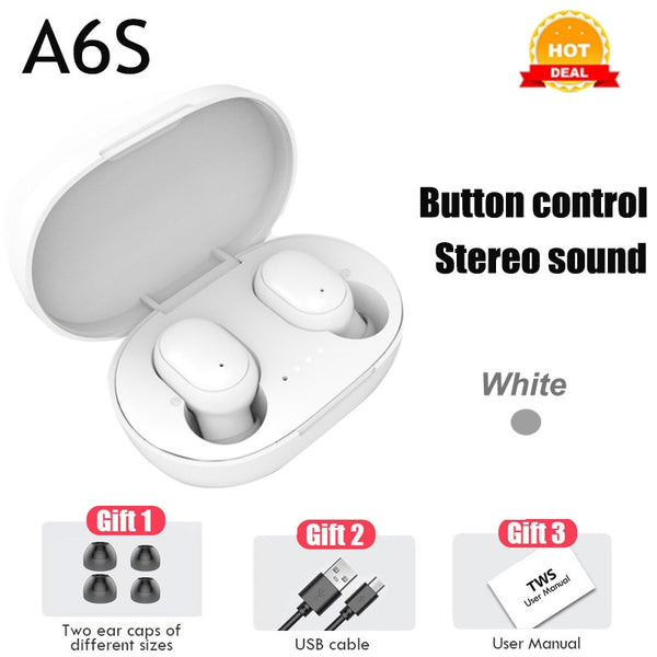 PJD A6S Plus TWS Wireless Bluetooth Headsets Earphones Stereo Headphones Sport Noise Cancelling Mini Earbuds for All Smart Phone freeshipping - Etreasurs