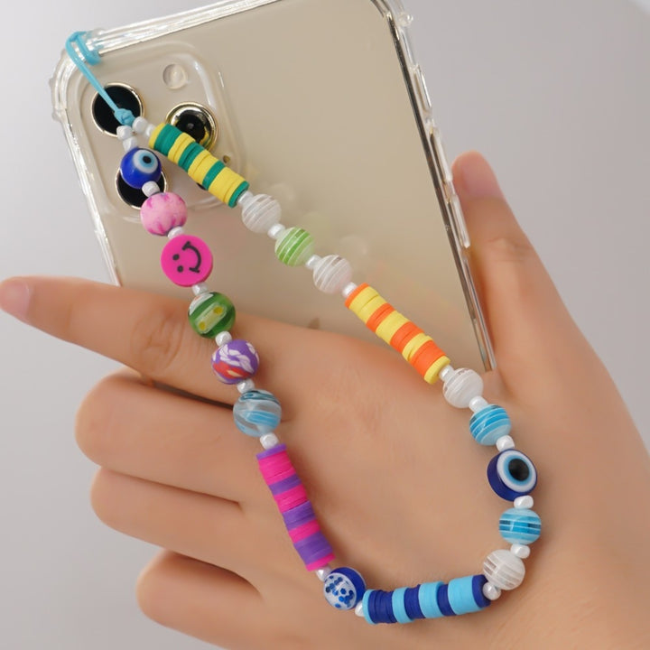 Shinus Heishi Disc Beads Crystal Chain For Phone Mobile Phone Lanyard Smile Cell Phone Chains 2021 LOVE Letter String Wristband freeshipping - Etreasurs