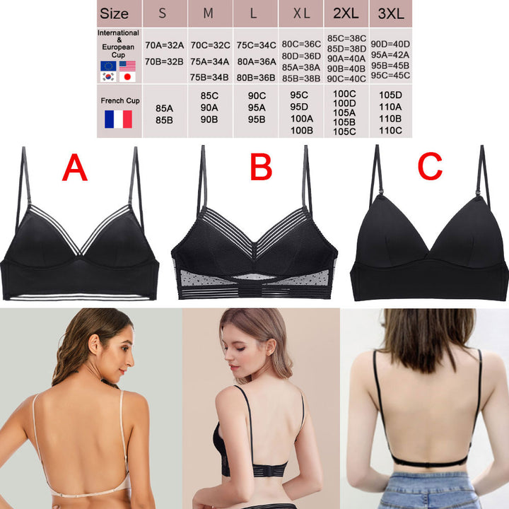 Sexy Backless Bra Lace Deep U Low Back Bralette Thin Cup Brassiere Halter Soft Seamless Elastic Underwear Tank Tops Encaje Mujer freeshipping - Etreasurs