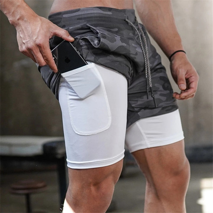 2021 Camo Running Shorts Men 2 In 1 Double-deck Quick Dry GYM Sport Shorts Fitness Jogging Workout Shorts Men Sports Short Pants freeshipping - Etreasurs